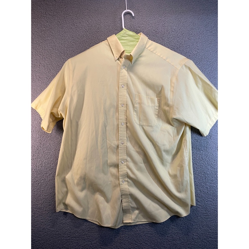 Roundtree And Yorke Mens Dress Shirt 3XT Yellow Short Sleeve